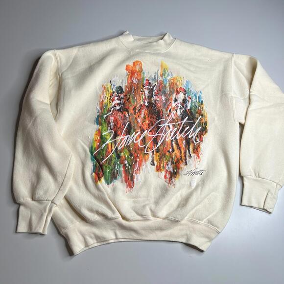 Fruit of the Loom Other - Vintage 80s Whittle Artwear Horse Racing Sweatshirt Home Stretch Kentucky Derby